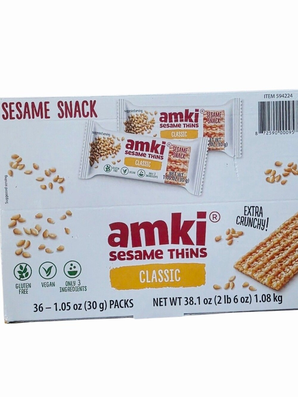Amki Sesame Thins Classic 36 x 1.05oz (30g) Packs Exp 04/21/2028 Sealed